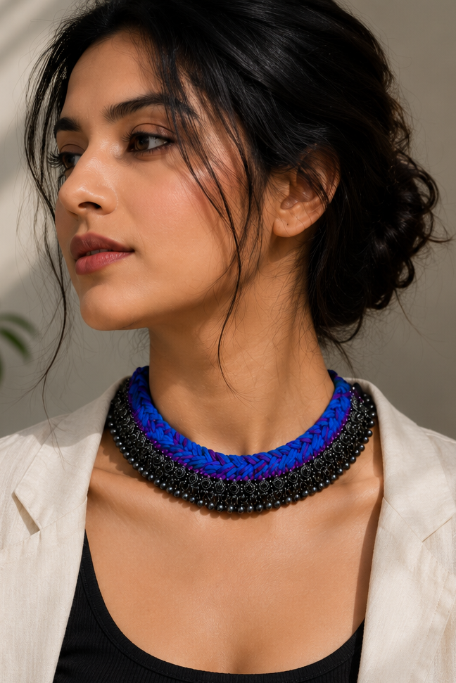 Handmade Tribal Threads Choker Necklace | Oxidised Boho Statement Jewelry
