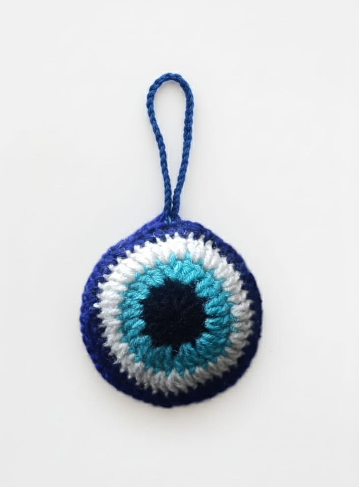 Handcrafted Crochet Evil Eye Charm |mobile charm,Bag, Keychain & Car Hanging