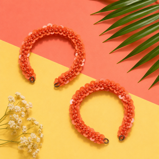 Coral Sequin Statement Bracelet | Handmade Boho Bracelet | House of Bulbul (1 pc)