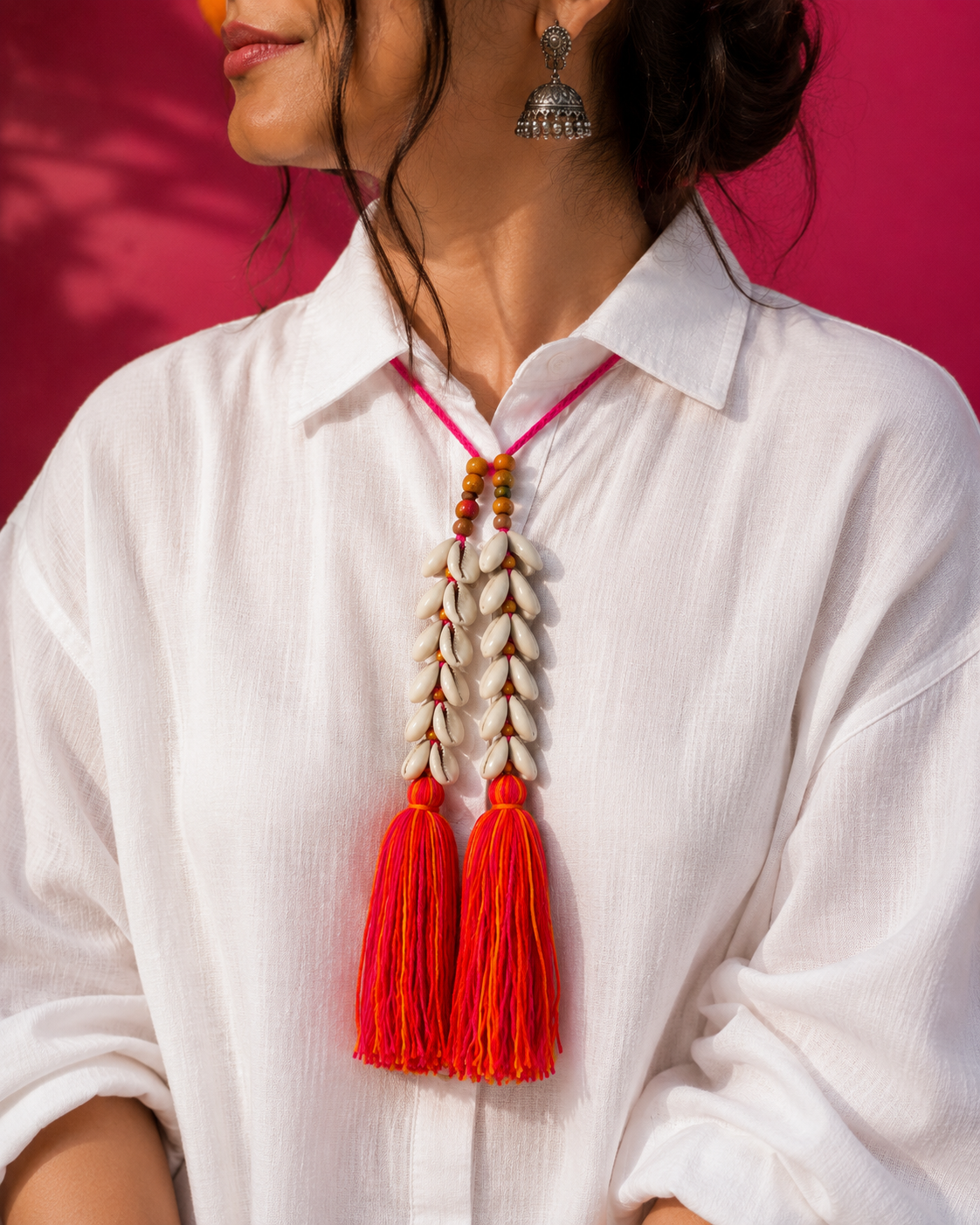 Navratri Special Multi-Way Cowrie Shell Tassel Accessory | Hair, Collar & Boho Styling Piece