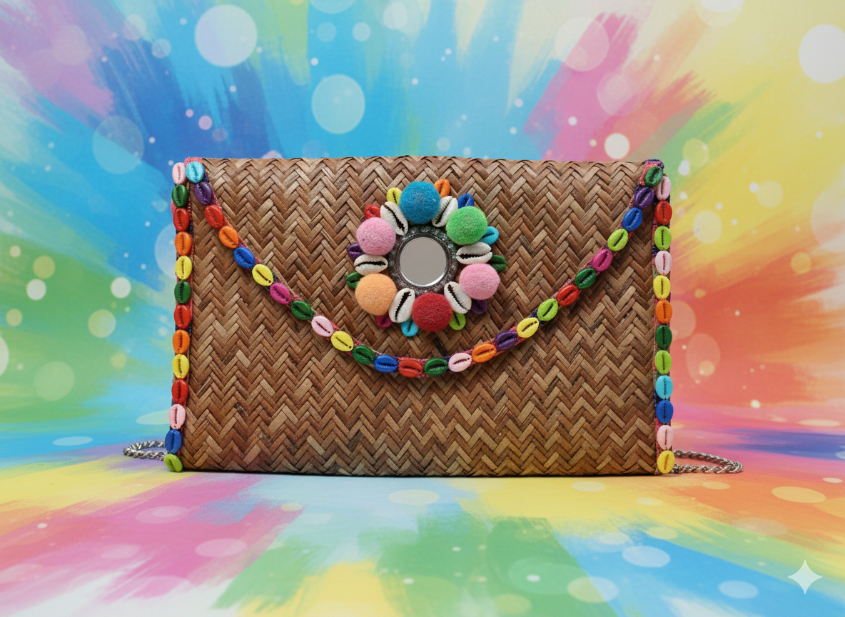 Boho Rainbow Woven Clutch