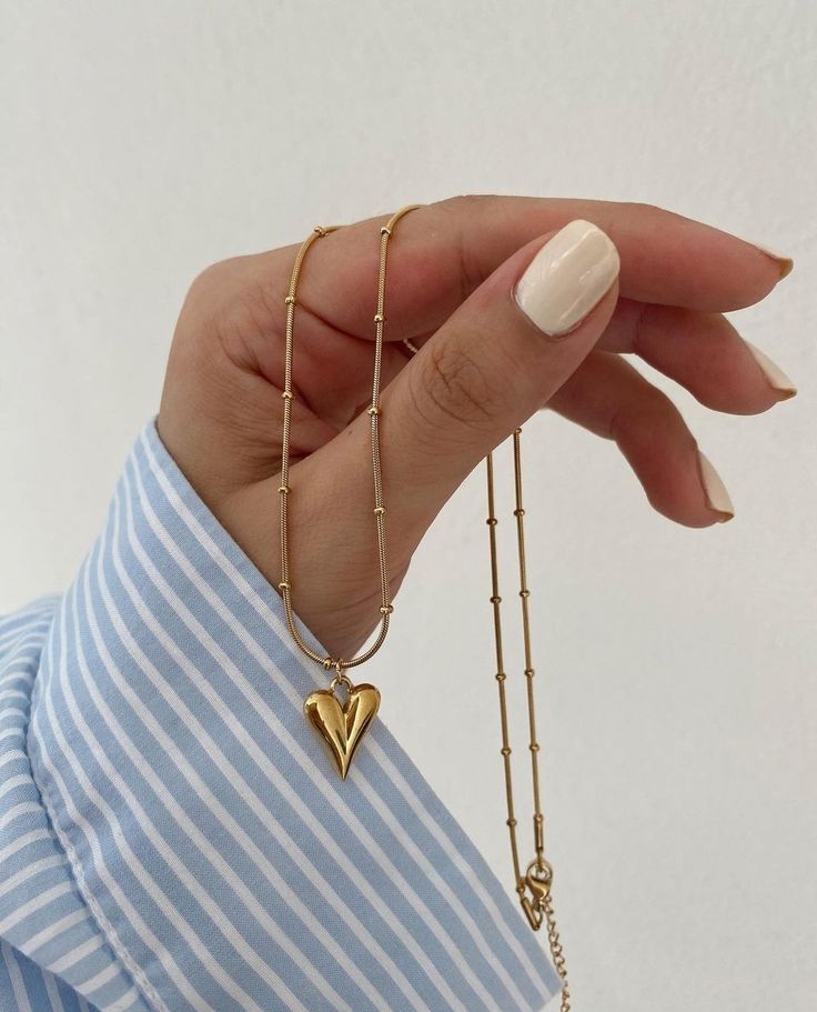 Golden Heart Charm Necklace with Beaded Detailing