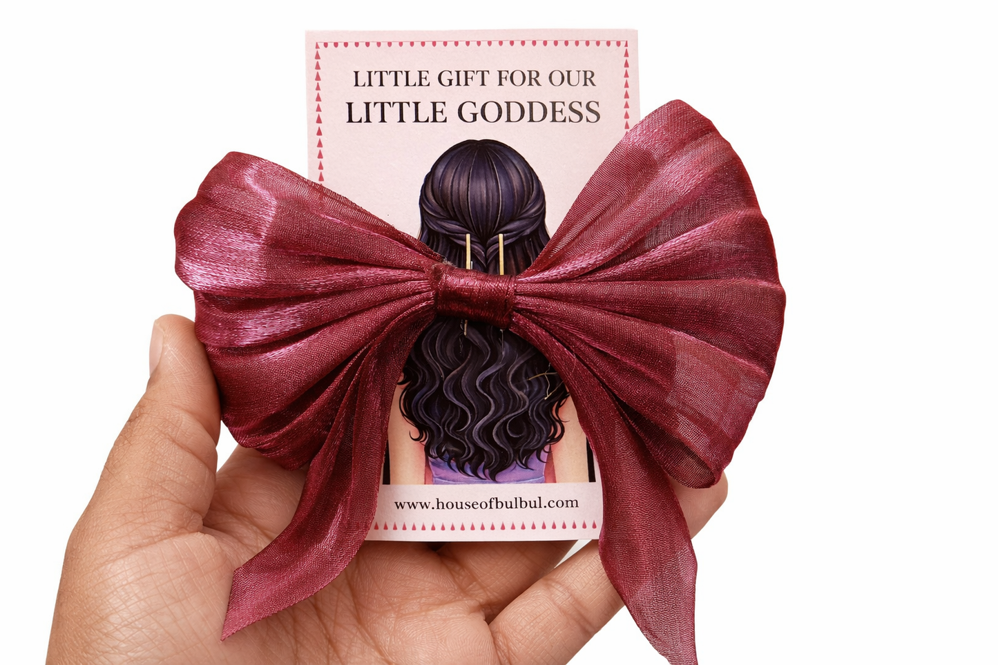 Little Gift for Our Little Goddess – Navratri Kanjak Gift Card with Satin Bow | House of Bulbul | Kanjak hamper | unique kanjak gifts