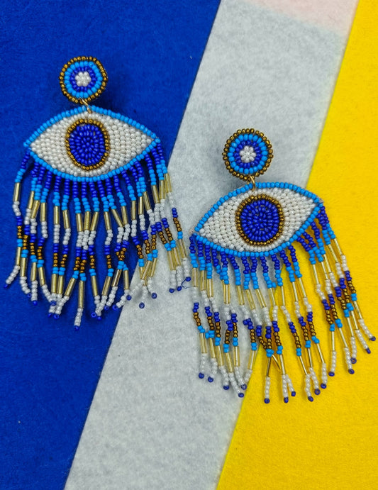 Evil Eye Blue handmade earrings