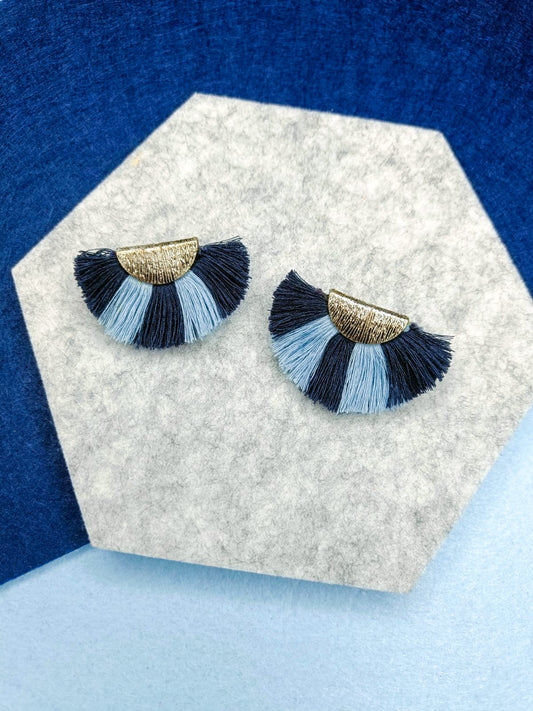 Navy Blue handmade tassel earrings