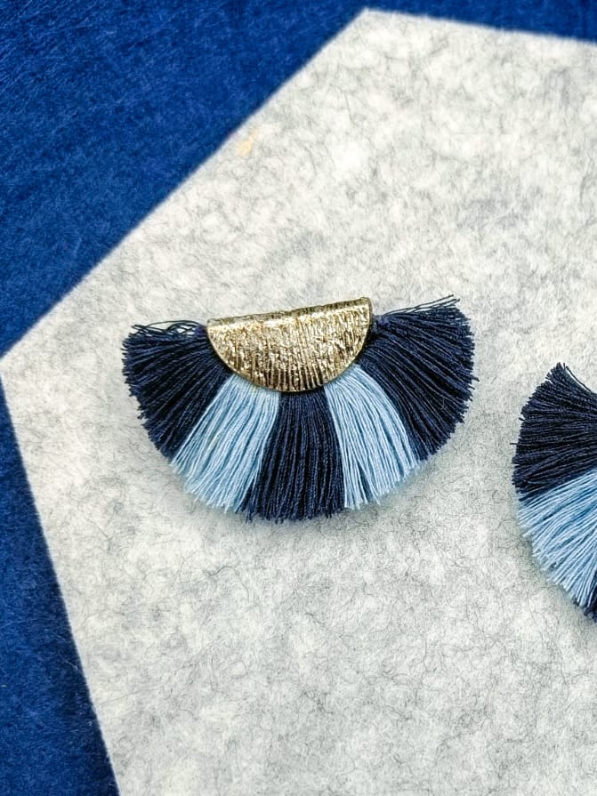 Navy Blue handmade tassel earrings