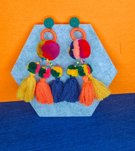 Pompom handmade earring