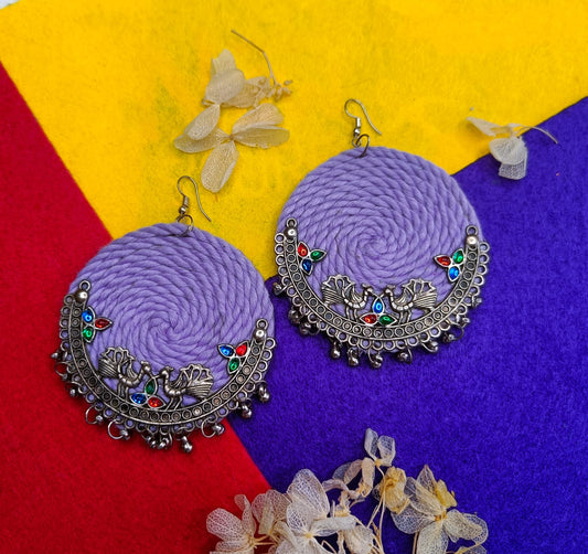 Lavender handmade oxidised earrings