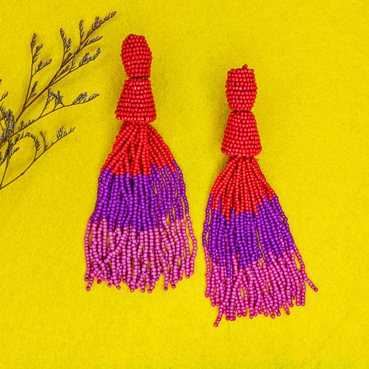 Hanging beaded handmade earring