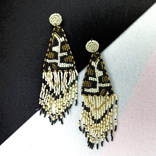 Beaded Leopard handmade earrings.