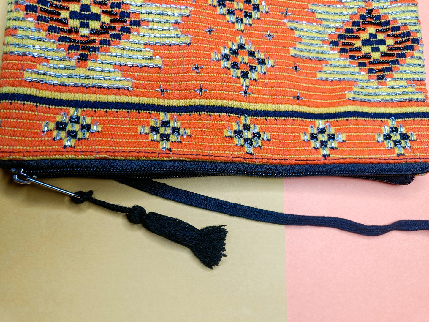 Orange tribal handmade bag